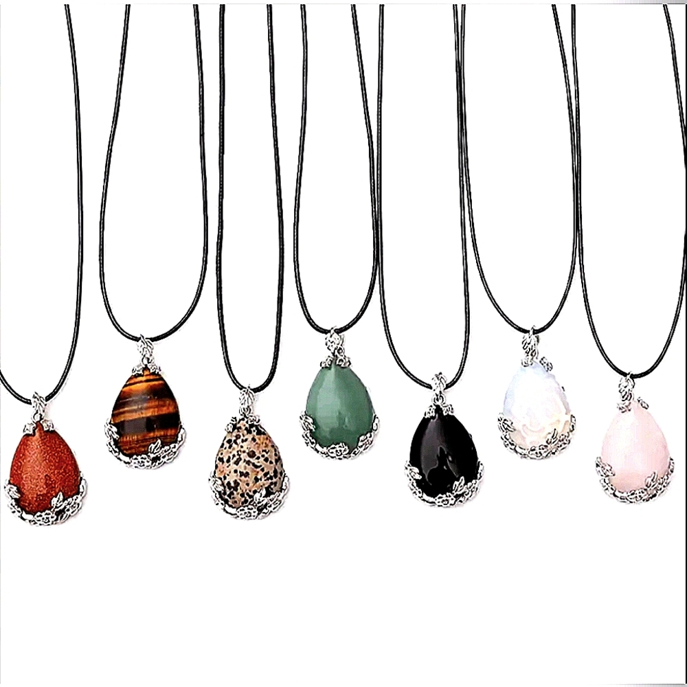Chakra Stone Jewelry Heart Shaped Quartz Crystal Chakra Necklace Bracelet - Picture 6 of 14